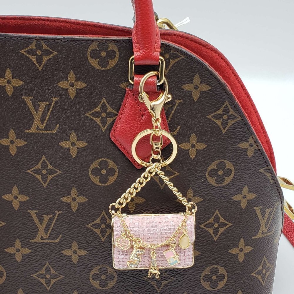 Louis Vuitton Gold Lock 🔒 Authentic LV Key + Unbranded Tweed Bag Charm - Picture 8 of 9